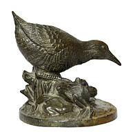 бронзовая японская статуэтка Птичка Бекас, 1900-е гг.