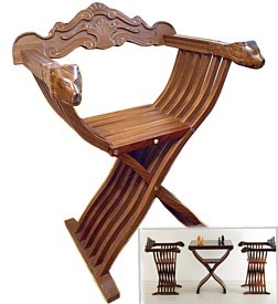  деревяный резной складной стул, Япония