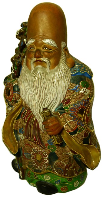 японский антиквариат: фарфоровая фигура одного из Семи Богов Удачи, щпоха Мэйдзи