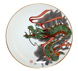 японская  фарфоровая интерьерная тарелка с росписью