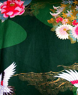 японское кимоно Журавлиный Ручей - деталь рисунка