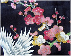 кимоно Имари, черное, шелк 100%, сделано в Японии
